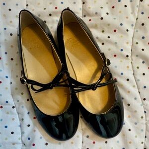 Janie and Jack Black Patent Mary Jane Flats with Bow